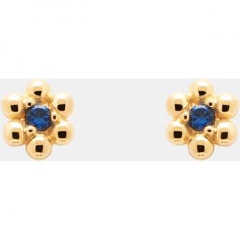 Pendientes PDPAOLA Les Petites Margarita de Plata Bañada en Oro 18kt con Piedra Azul