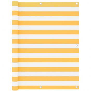 Toldo para balcón tela oxford blanco y amarillo 120x500 cm