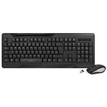 Combo Teclado y Ratón Inalámbrico LogiLink ID0194, 2.4 GHz, 1000 DPI, Resistente a Salpicaduras, Diseño Compacto