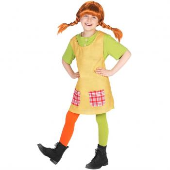 Disfraz de Pippi Calzaslargas para niña verde/amarillo/rojo 3 a 4 años