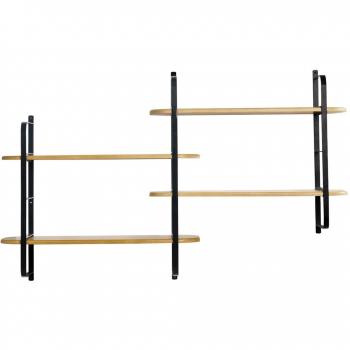 Estantería de pared de madera maciza de mango y metal negro 122 cm AKINA