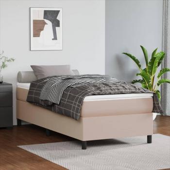 Cama box spring con colchón de cuero sintético capuchino 90x200 cm
