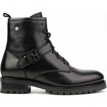 Botines de mujer de piel en negro con cordones y cremallera interior - Modelo K71 11