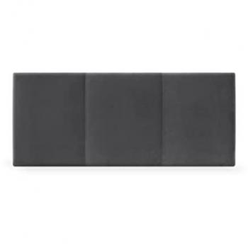 Cabecero de Terciopelo Acolchado Modular Liso Moderno Sofisticado 110x50cm para Cama de 105 cm - Alta Gama en Gris Oscuro
