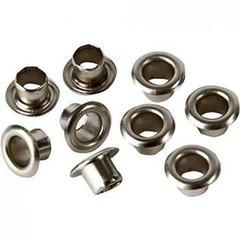 Ojalillos de 4,5 mm, 7,5 mm y 4 mm en color plata - Paquete de 100 piezas