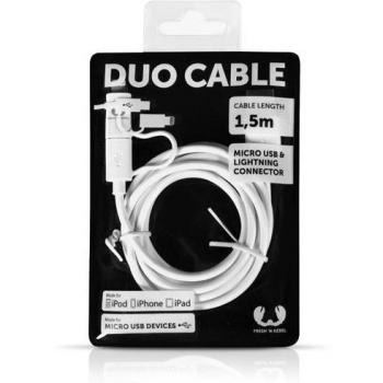 Fresh ‘n Rebel 935900 - Duo Cable 1.m para Dispositivos Apple, Color Blanco