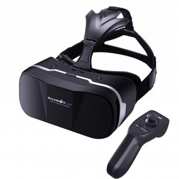 VR Gafas 3D + Control Remoto Bluetooth, BlitzWolf Gafas de Realidad Virtual de 3,5-6,3 Pulgadas VR Cardboard Versión Mejorada para IOS iPhone SE 6 6s Plus, Android Samsung Galaxy S5 S6 S7 Edge Note 4 5
