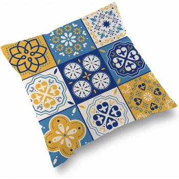 Cojín con Relleno Versa Mosaico Amarillo Poliéster 15 x 45 x 45 cm