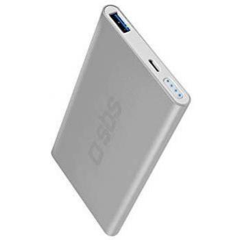 SBS Poly Allm Slim Powerbank with 2A USB and Light Input, 5000 mAh