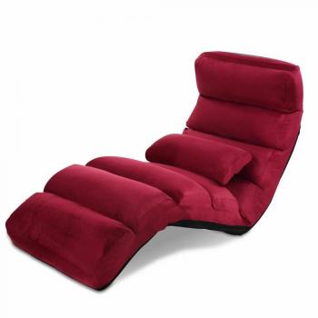 Folding Adjustable Lazy Lounge Chair with Pillow - Wine