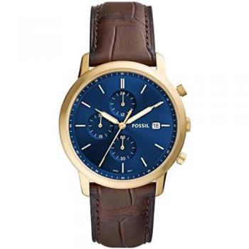 Fossil Gold Minimalist Chronograph Men's Watch with Blue Face
