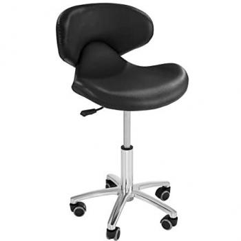 Taburete de peluquería con respaldo - 440-570 mm - 150 kg - Negro