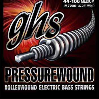 GHS M7200 Medium Pressurewound Rollerwound Bass Guitar Strings 44-106
