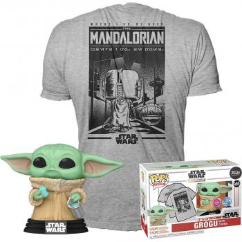Funko Pop Tees Grogu With Cookie The Mandalorian Flocked Special Edition 465 Camiseta Talla L