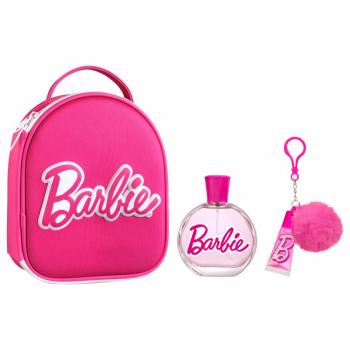 Set Barbie Neceser 3D Eau De Toilette 100 ml y Brillo de Labios con Llavero Pompón para Niñas