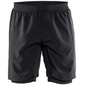 Craft Craft3hrun Grit – Pantalones cortos de running para hombre, Hombre, color 9563/Noir/Sprint, tamaño small