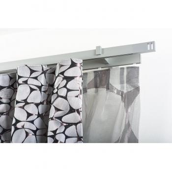 InCasa Barra Doble para Cortina 32 x 12 mm, 180 cm. de Longitud, en Aluminio Cepillado – Completo