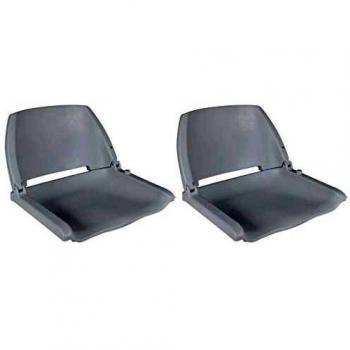 vidaXL 2X Asientos Barco Respaldo Plegable sin Cojín Recambios Accesorios Articulos Embarcaciones Veleros Resistentes a los Rayos UV Gris 41x51x48cm