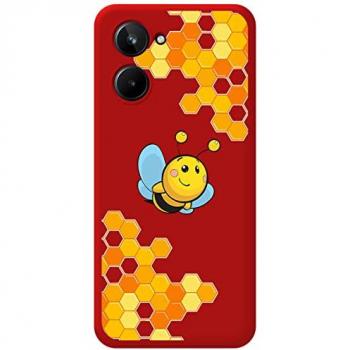 Funda de Silicona Líquida Roja con Diseño de Abeja para Realme 10 4G