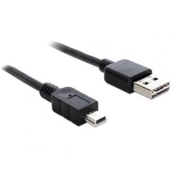 Cable USB 2.0 A a Mini USB de 5m, Conectores Doblados, Dorados, Negro