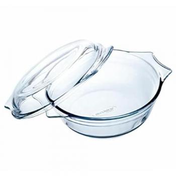 Fuente para horno Ô Cuisine de vidrio transparente con tapa, dimensiones 23,5 x 20,5 x 10 cm, incluye 3 unidades
