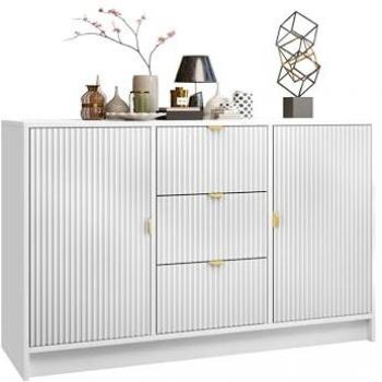 Cómoda Comfivo J106, Blanco, Con Cajones y Puertas, 75x118x40cm