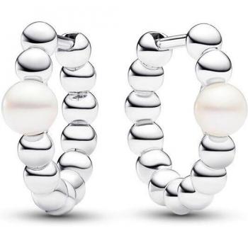 Pendientes Pandora Timeless de plata color blanco con Perlas Cultivadas de Agua Dulce y cuentas 293178C01