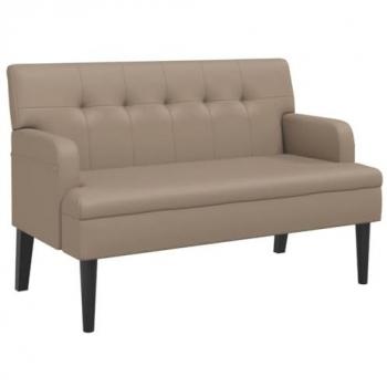 Banco con respaldo cuero sintético capuchino 112x65,5x75 cm Marrón