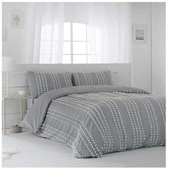 Funda Nórdica Zagora Gris Microfibra Bambula con Fundas de Almohada y Cierre de Cremallera para Cama de 135 cm