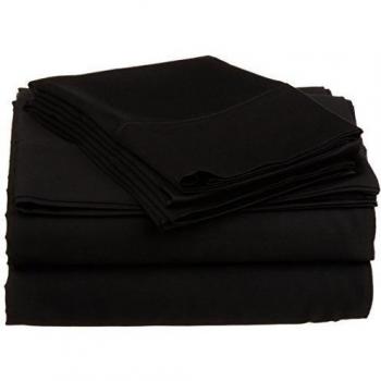British elección de lino algodón egipcio 600-thread-count satén funda de edredón & pillowcoase., Black Solid, suelto
