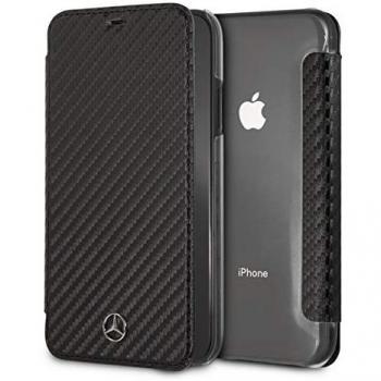 Funda Flip Cover Mercedes-Benz Carbon para iPhone XS Max - Negra
