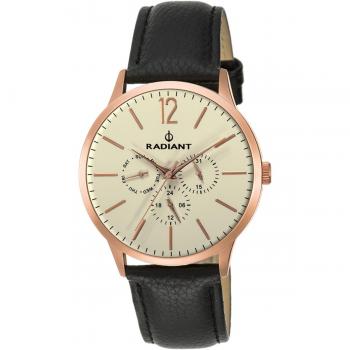 Reloj Analógico Radiant para Hombre con Correa de Piel y Detalles en Oro Rosa RA415605
