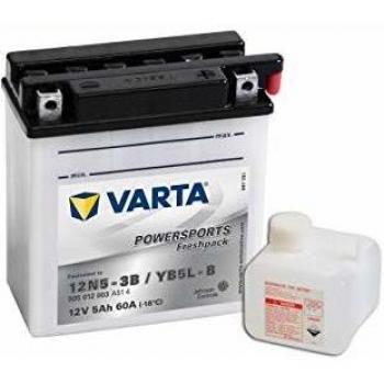 Batería Exide 12N5-3B Moto Convencional 12V 5Ah 30A EN Medidas: 121x61x131mm