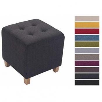 Taburete Bajo Pharao Acolchado en Tela Gris Oscuro con Patas de Madera