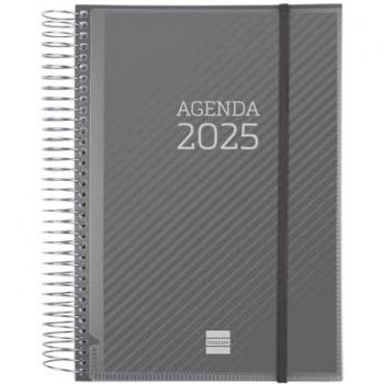 Agenda Finocam Espiral Personalizable A5 1 Día Página 2025 Gris 15,5 x 21,2 cm