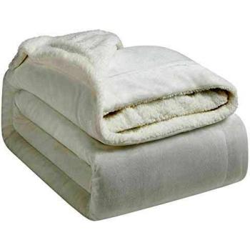 Hansleep Manta Sofá de Franela y Sherpa 270x230 cm, Manta Polar Cama 180 Reversible de Microfibra - Manta Suave Hipoalergica, Blanco
