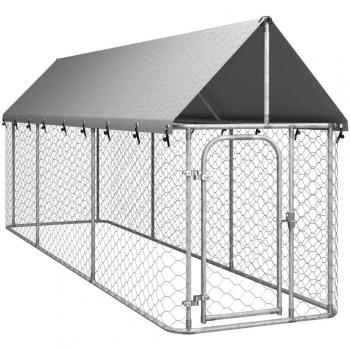 vidaXL Outdoor Dog Kennel with Roof 400x100x150 cm