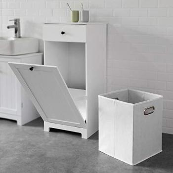 Gabinete de almacenaje para baño SoBuy BZR21-W con cajón, cesto para ropa sucia, dimensiones 40x38x90 cm, color blanco