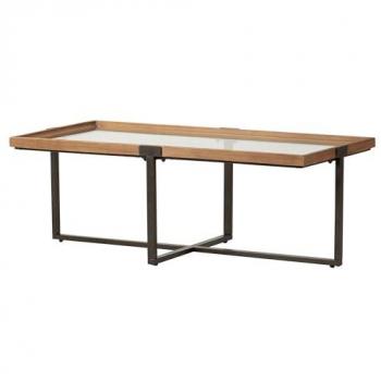 Adda Home Mesa Centro Metal Cristal Marrón 120x60x44 cm - Diseño Elegante y Sofisticado - Resistente y Duradero