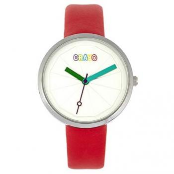 Crayo Metric Unisex Red Leather Quartz Watch - One Size