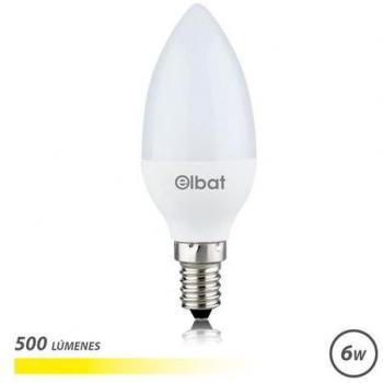 Elbat Bombilla LED 6W 500 Lúmenes Luz Cálida 3000K Casquillo E14 Ángulo de Haz 180° Dimensiones 37x100mm Vida Útil 30,