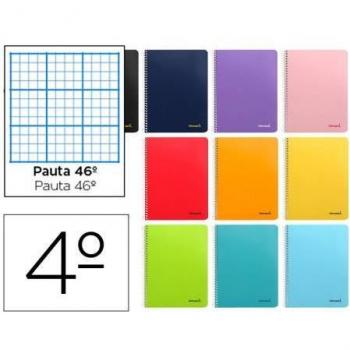 Cuaderno espiral Liderpapel Witty Tamaño cuarto 80H Tapa dura Pauta 46º 75 g/m2 Colores surtidos