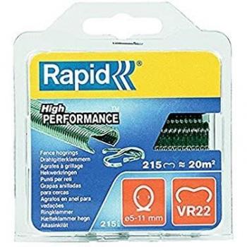Agrafes VR22 Plastificadas Verdes - Caja de 215 Piezas para Cercas y Redes Metálicas