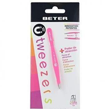 Beter Pinza Depilar Magnética Punta Oblicua Fucsia - 1 Unidad