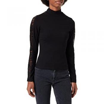 Urban Classics Women's Plus Size Black Striped Lace Long Sleeve T-Shirt 5XL