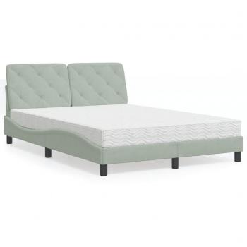 Cama con colchón terciopelo gris claro 120x200 cm Vidaxl