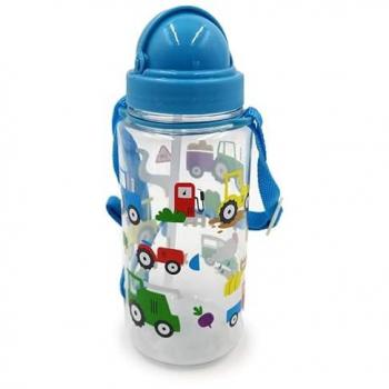 Little Tractors 450ml Reinforced Shatterproof Children's Water Bottle with Flip Straw - Blue