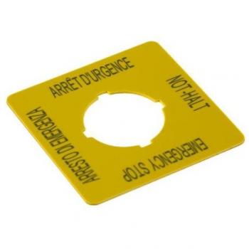 Etiqueta de control M22-XYK11, 50x50mm, color amarillo, tipo No detener