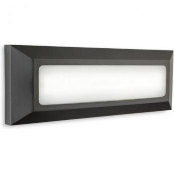 Aplique Shine Grafito 8 Cm - Luz LED integrada para exteriores, montada en superficie, para pared y escalón, forma rectangular, color grafito, clasificación IP65