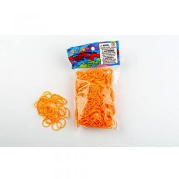 Fluorescent Orange Rainbow Loom Elastic Bands - 600 Pack with 24 Clasps